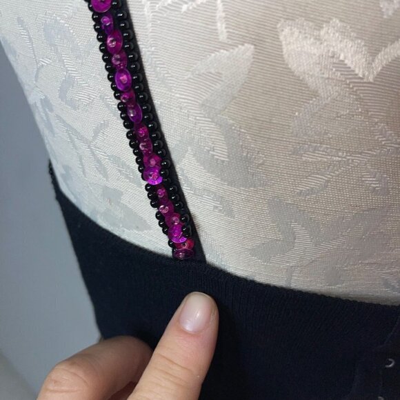 Vintage Sequin Bra Top Size Medium Multicolor Beaded Pearl Fringe Embellished - Picture 7 of 16